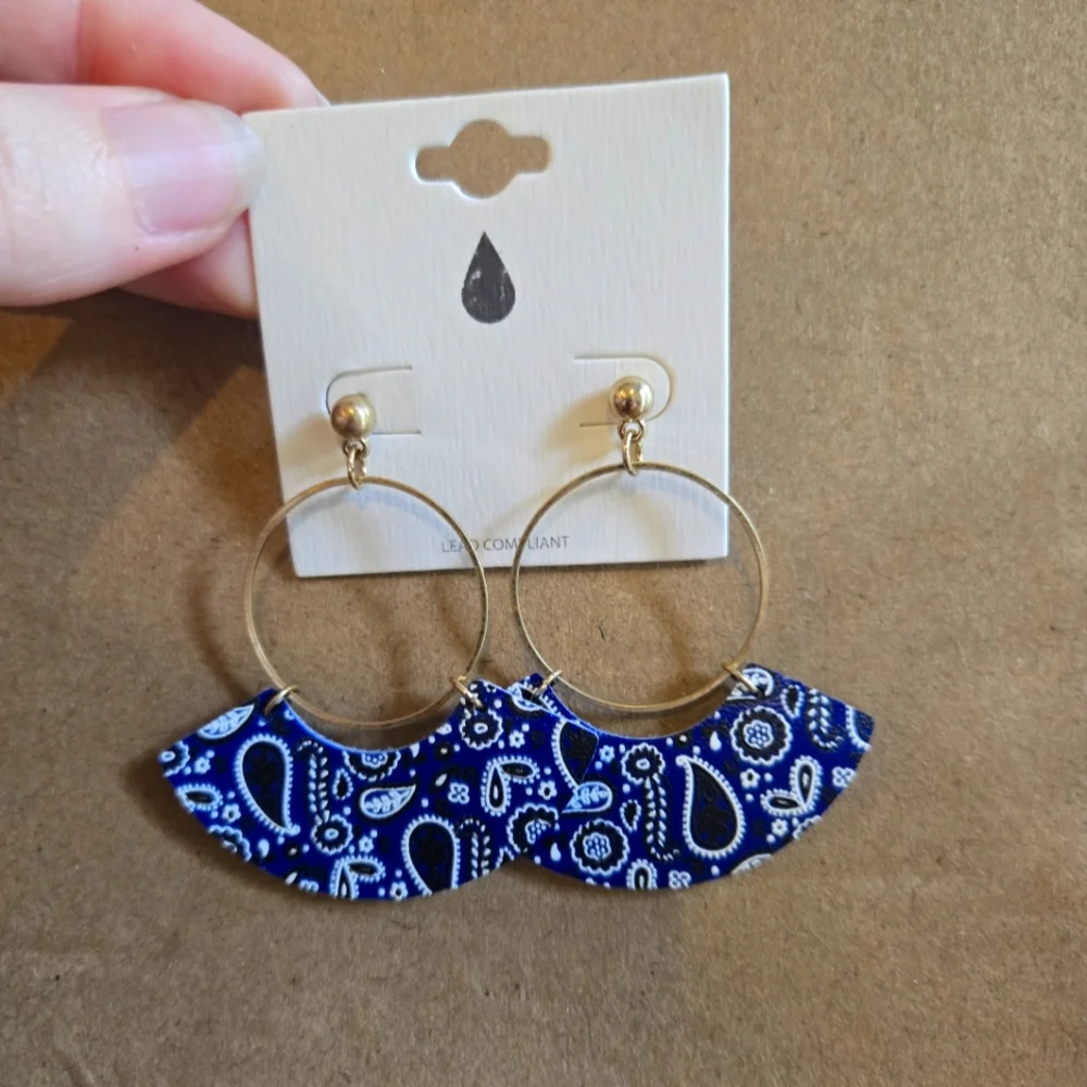 Blue Paisley Earrings